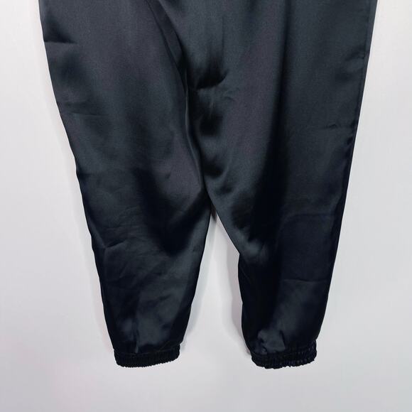 Gibson Look XSmall XS Black Satin Look Cinch Bottom Joggers Tie Waist Pockets - Picture 8 of 11